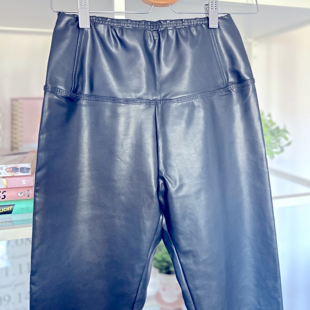 Navy Faux Leather Pants Size M